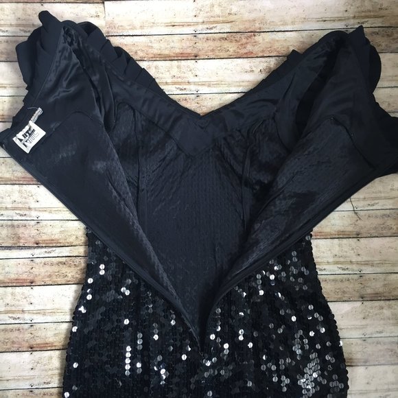 Vintage NiteLine Black Sequin Cocktail Party Dress - Picture 8 of 8